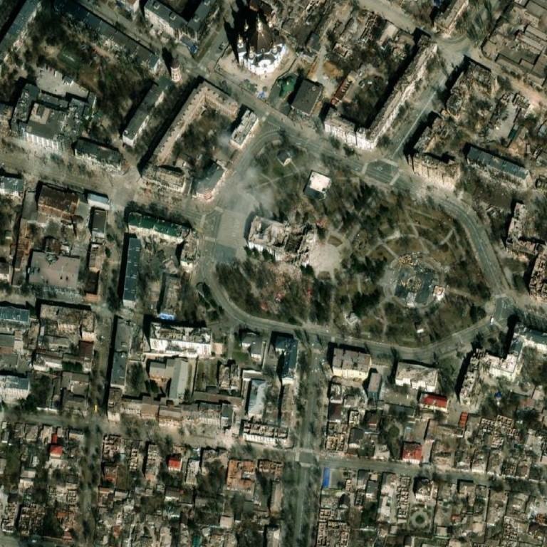 Satellite photo of Drama Theatre, Mariupol, taken 29 Mar 2022